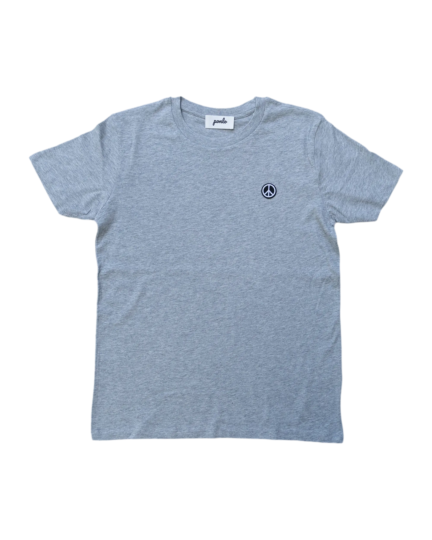 Blue t-shirt with a peace symbol on a white background