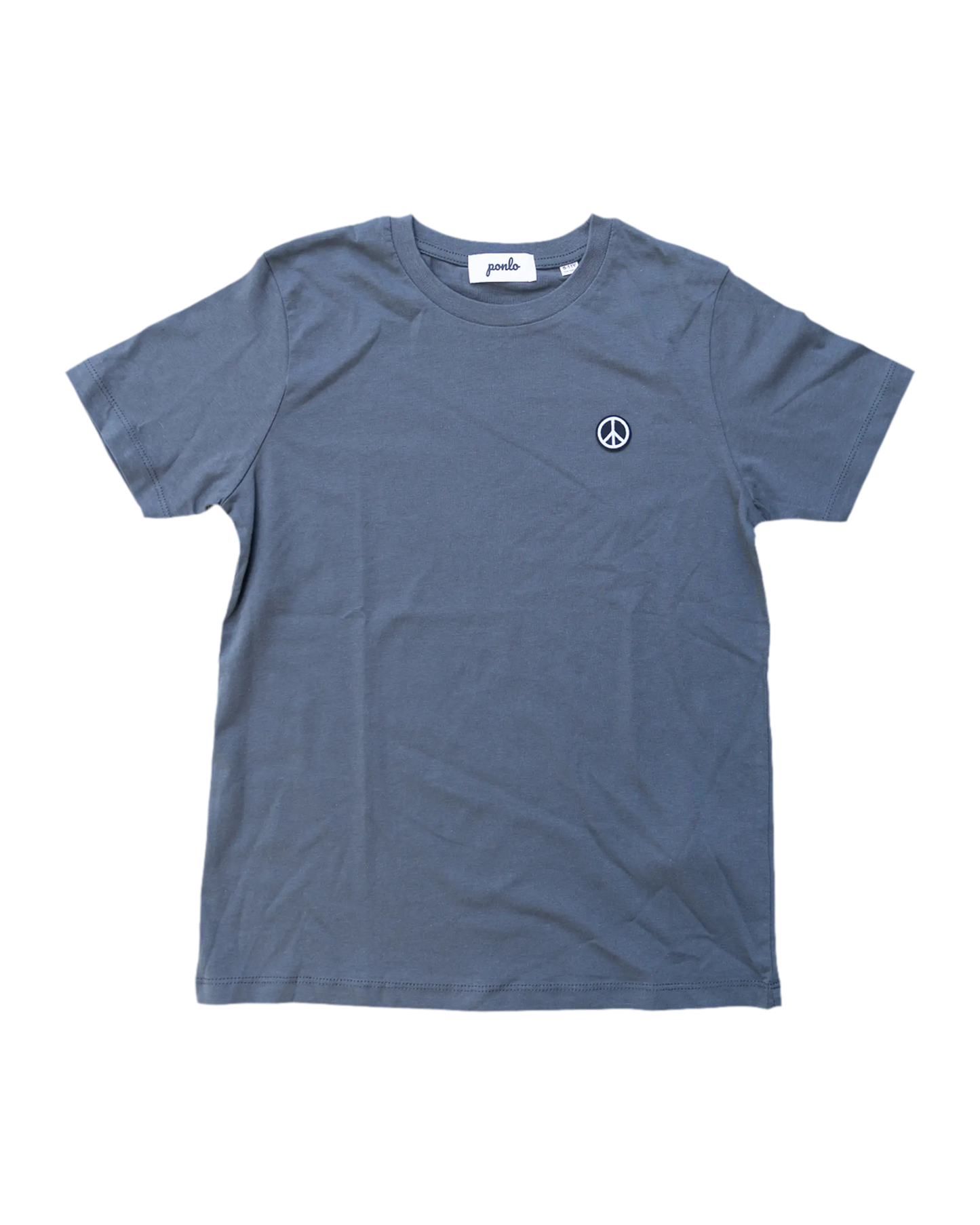 Gray color t-shirt with a peace symbol on a white background