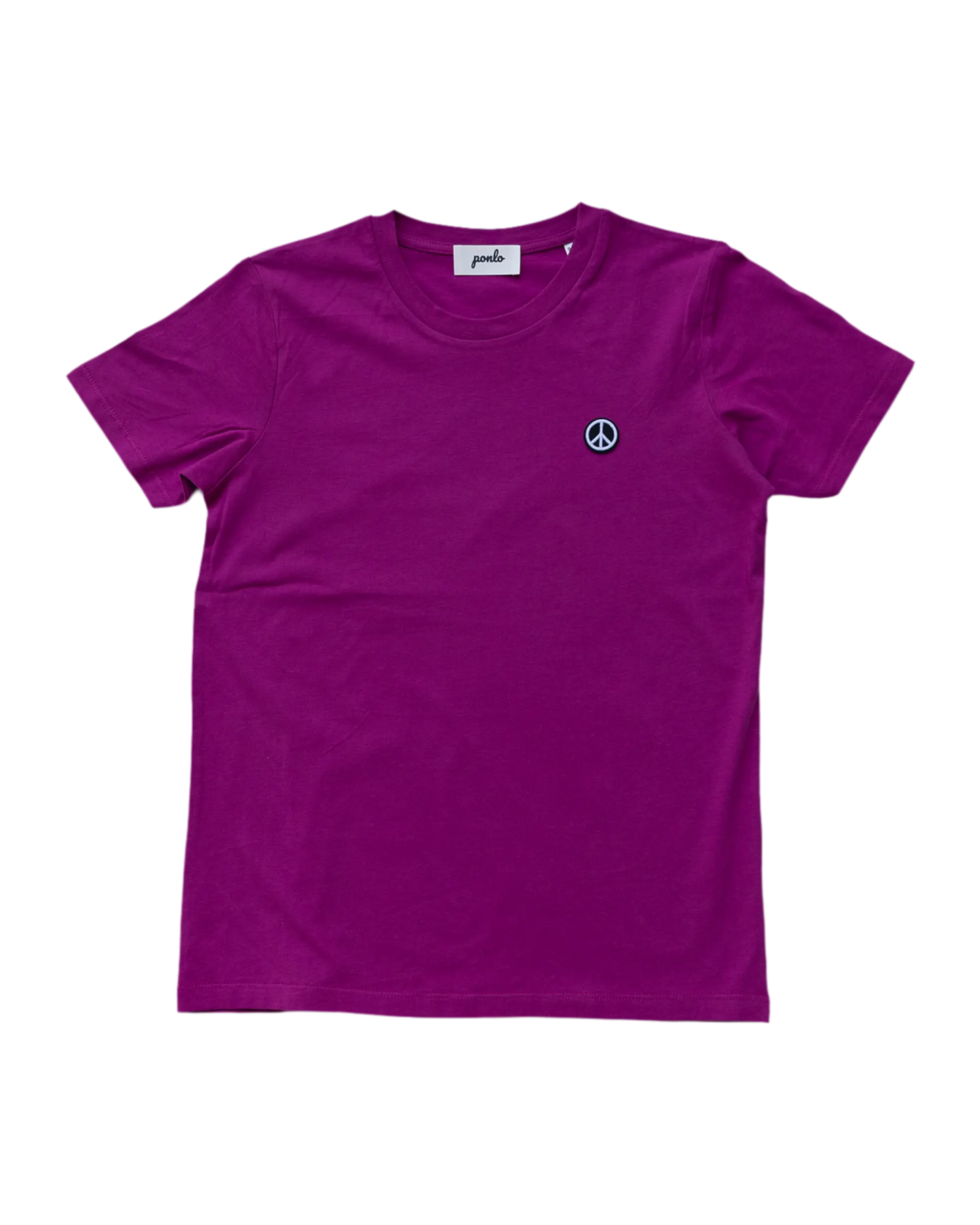 Orchid Flower color t-shirt with a peace symbol logo on a white background