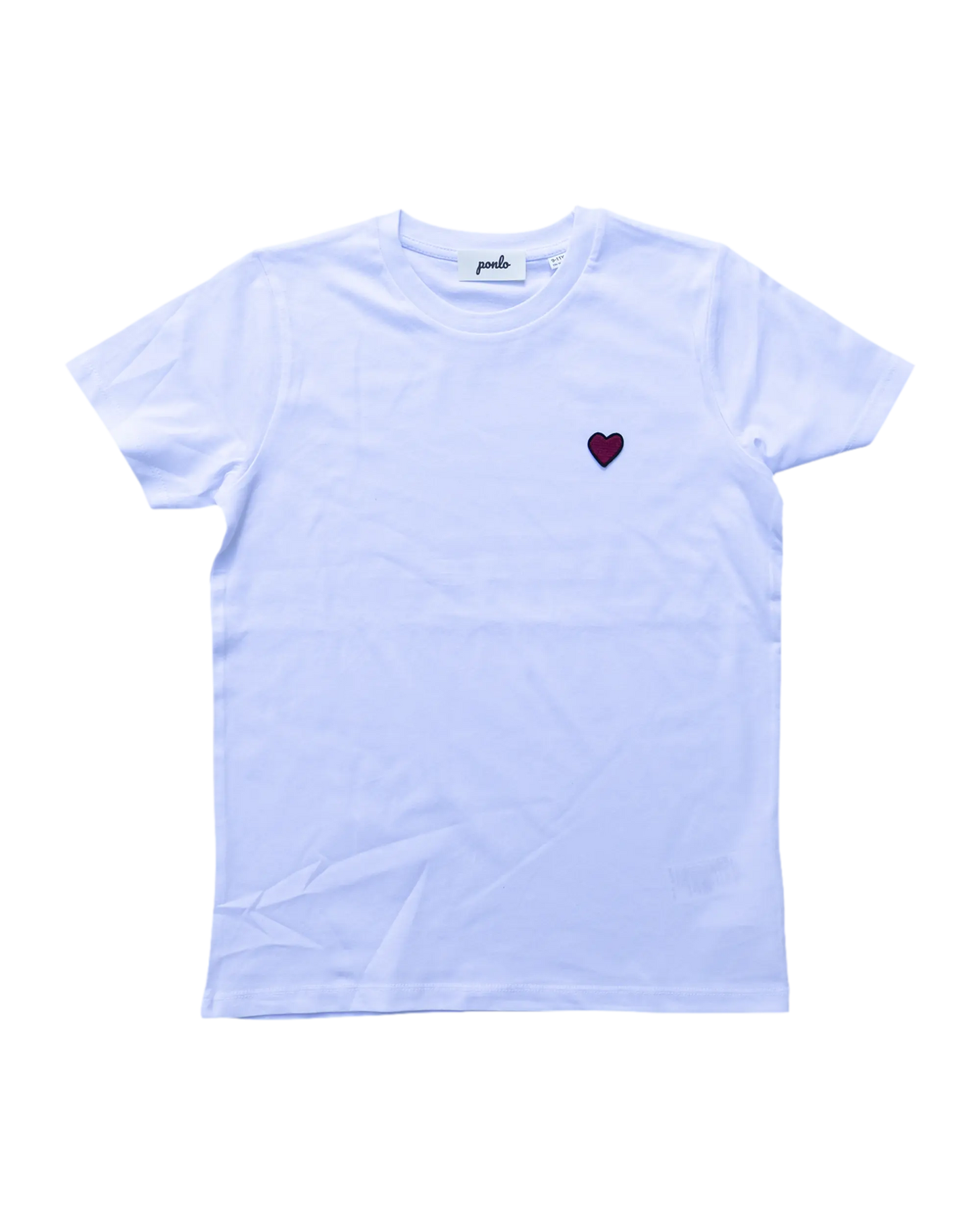 Light blue t-shirt with a red heart on a white background